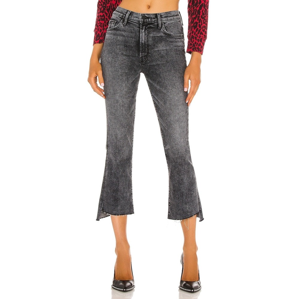 Mother The Insider Crop Step Fray Black Raw Hem Straight Leg Denim Size 29